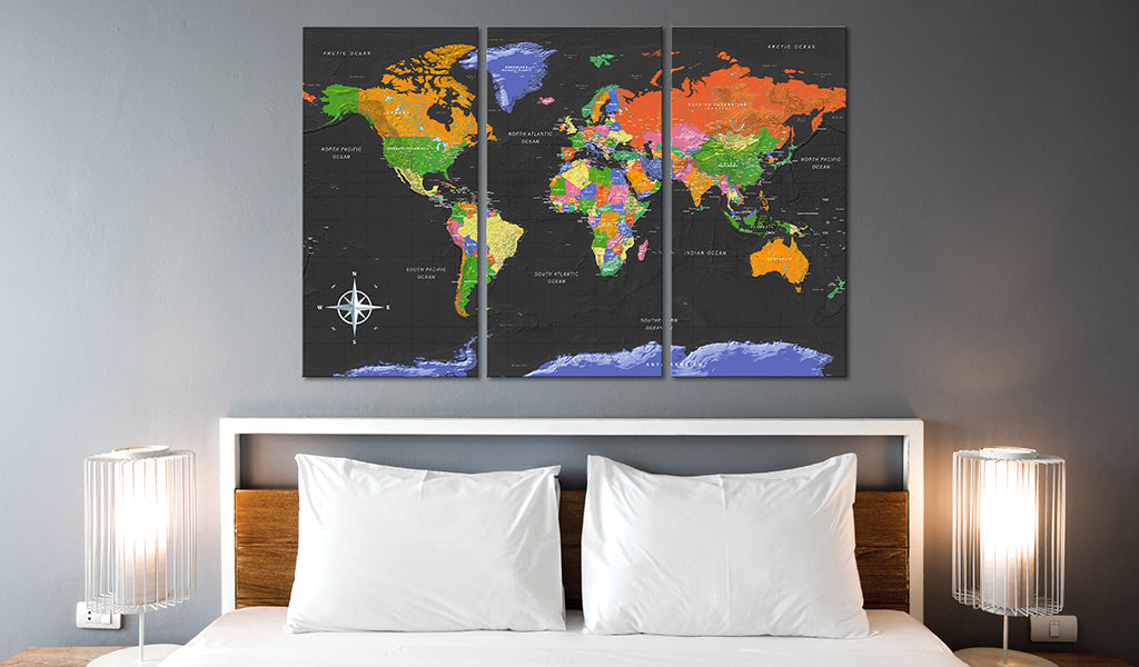 Weltkarte als Leinwandbild - Wandbild - Maps: Dark Depth