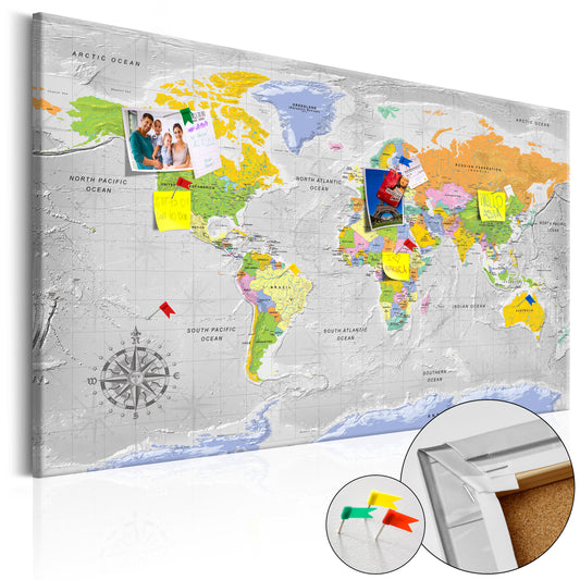 Pinnwand - Weltkarte World Map: Wind Rose - WELTKARTEN24