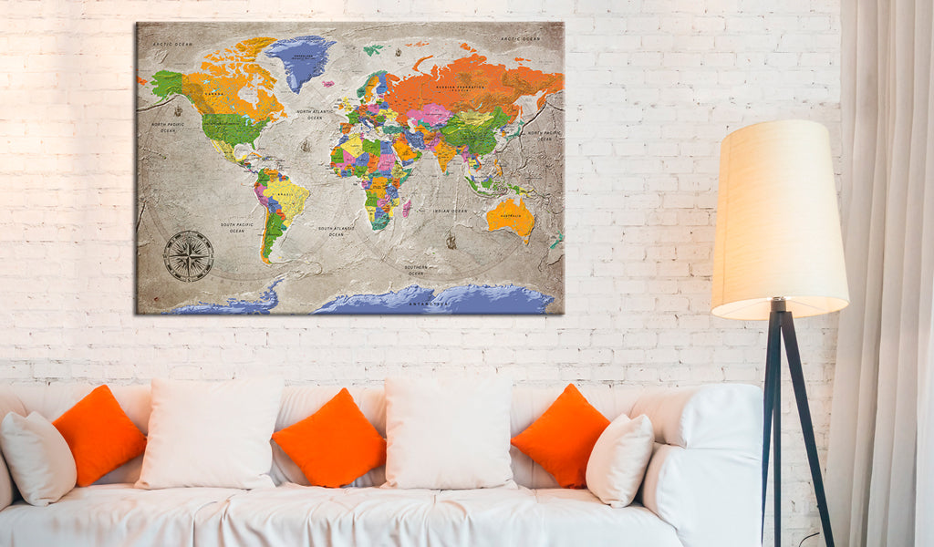 Pinnwand - Weltkarte World Map: Retro Style - WELTKARTEN24