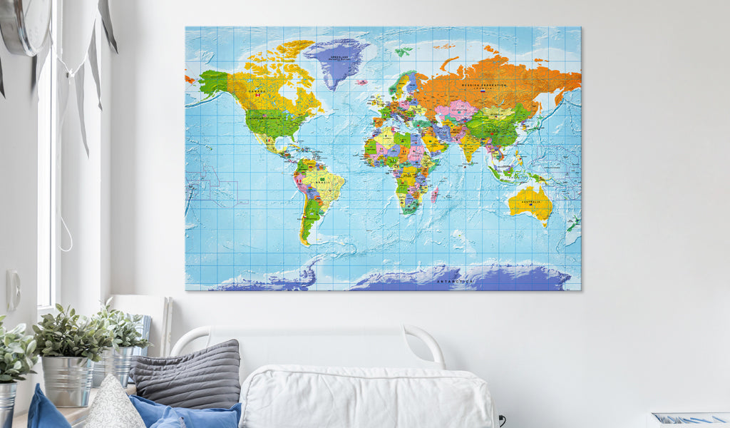 Pinnwand - Weltkarte World Map: Countries Flags - WELTKARTEN24