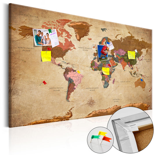 Pinnwand - Weltkarte World Map: Brown Elegance - WELTKARTEN24