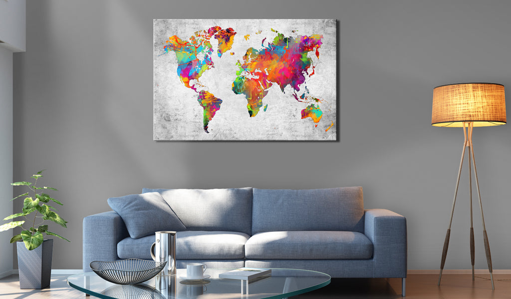 Weltkarte als Leinwandbild - Wandbild - Colours of Modernity