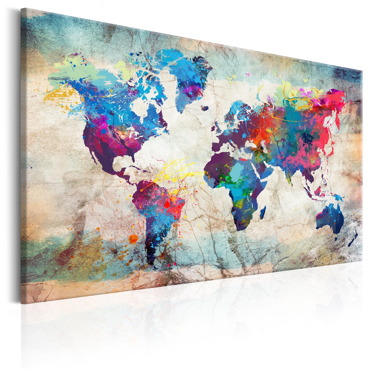 Weltkarte als Leinwandbild - Wandbild - World Map: Colourful Madness