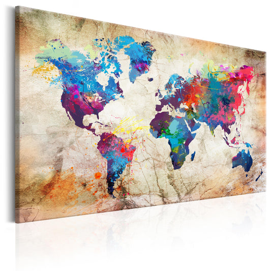 Weltkarte als Leinwandbild - Wandbild - World Map: Urban Style