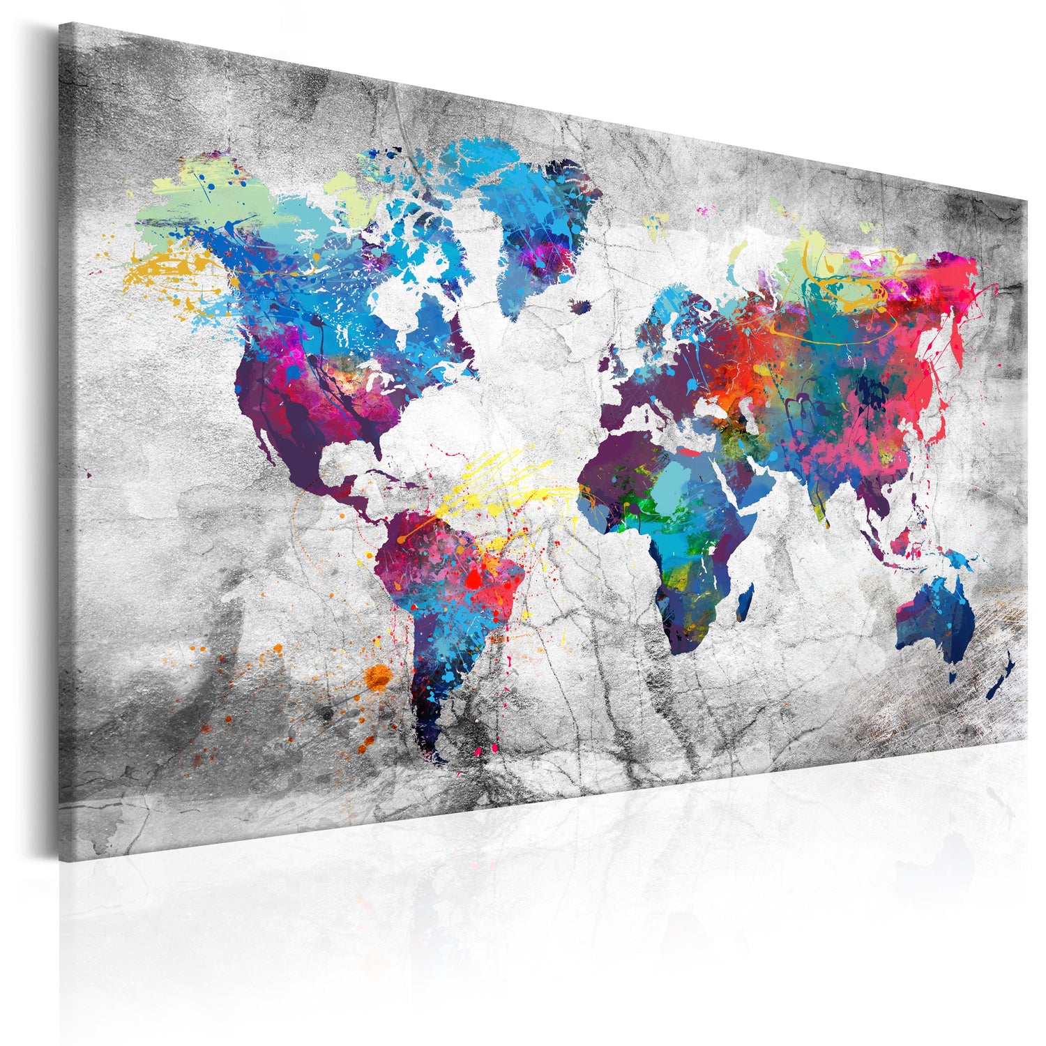 Weltkarte als Leinwandbild - Wandbild - World Map: Grey Style