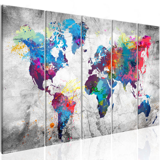 Weltkarte als Leinwandbild - Wandbild - World Map: Spilt Paint