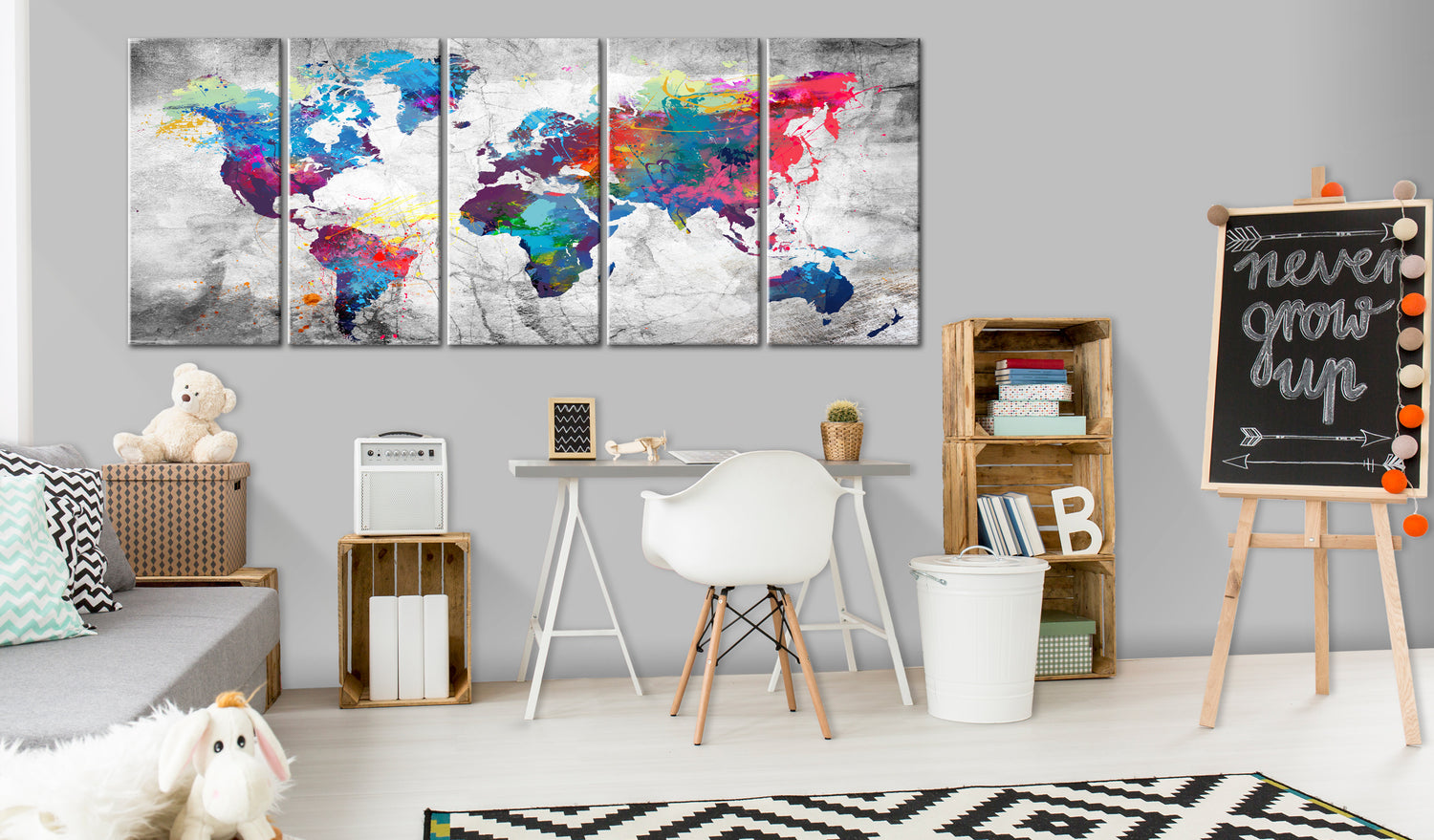 Weltkarte als Leinwandbild - Wandbild - World Map: Spilt Paint