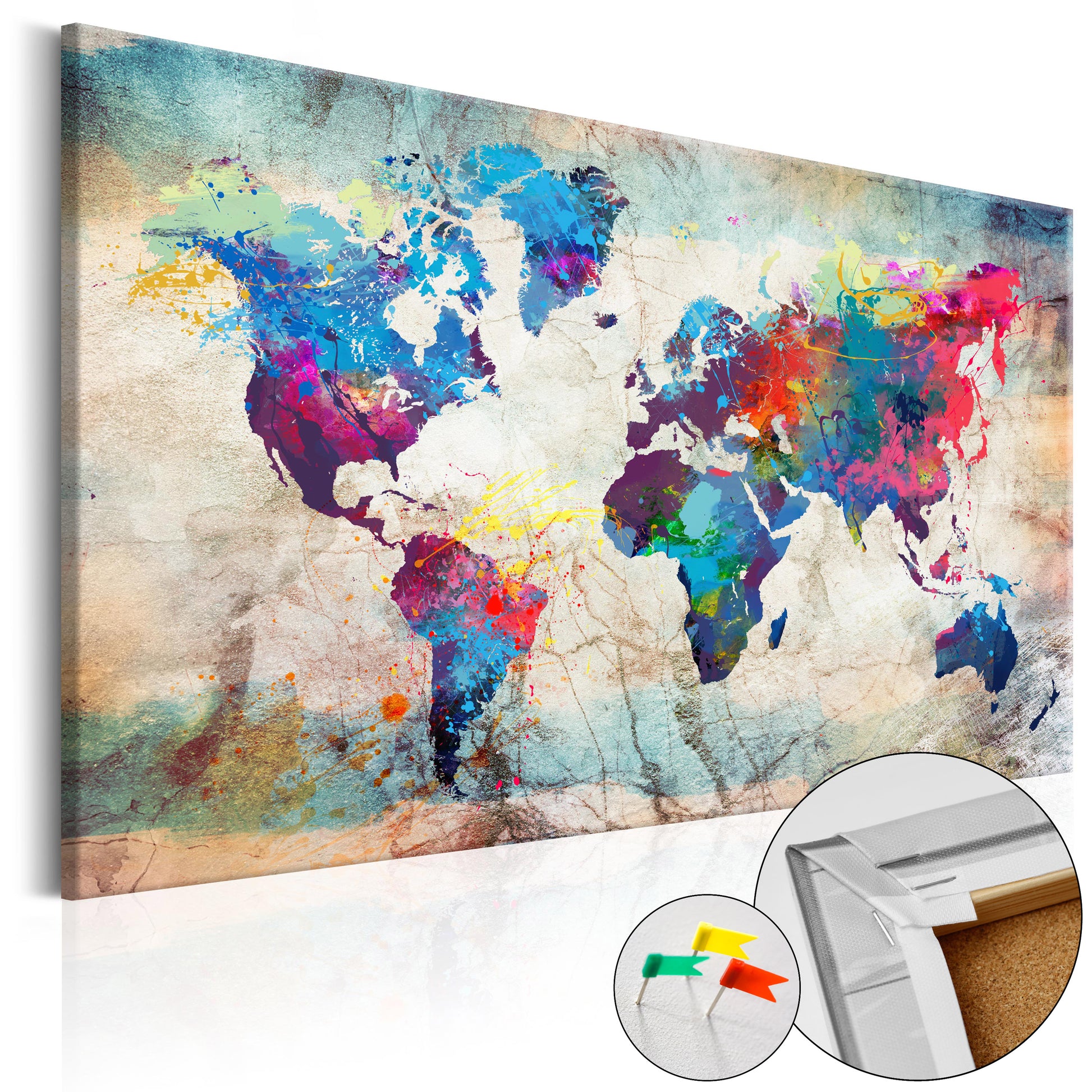 Pinnwand - Weltkarte World Map: Colourful Madness - WELTKARTEN24