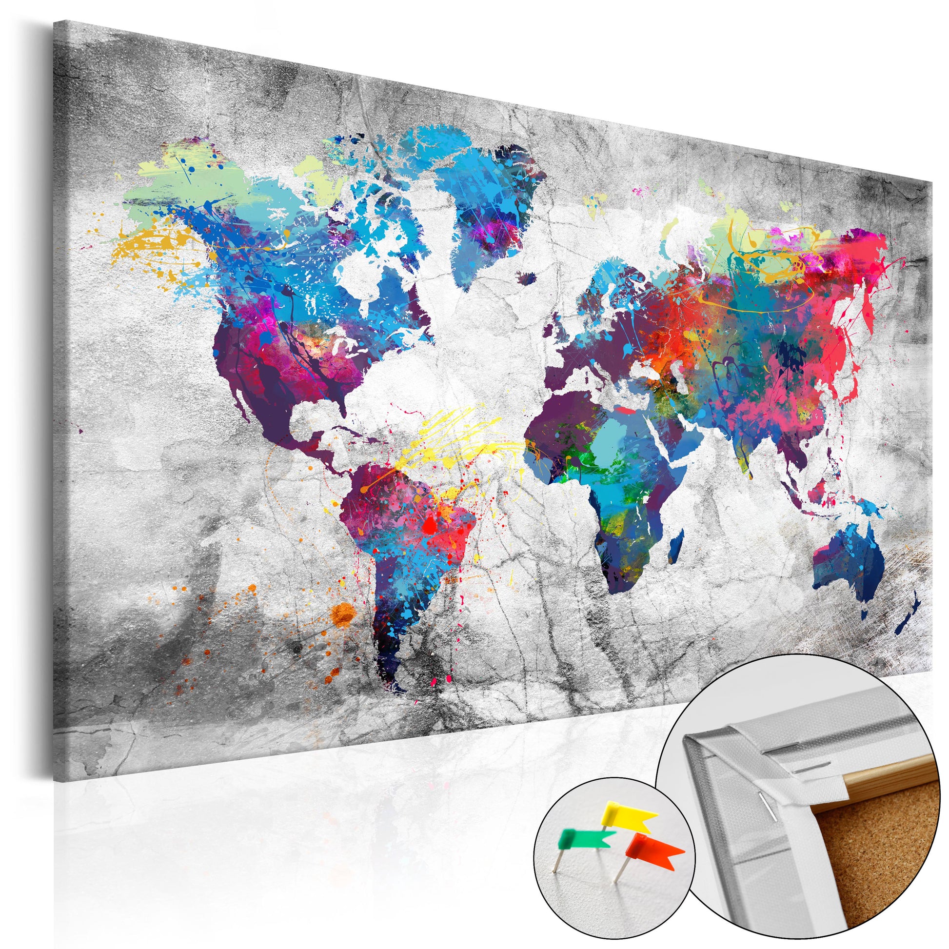 Pinnwand - Weltkarte World Map: Grey Style - WELTKARTEN24