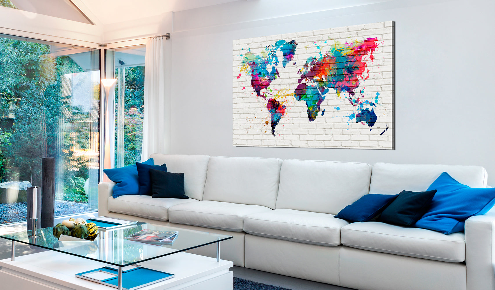 Weltkarte als Leinwandbild - Wandbild - Modern Style: Walls of the World