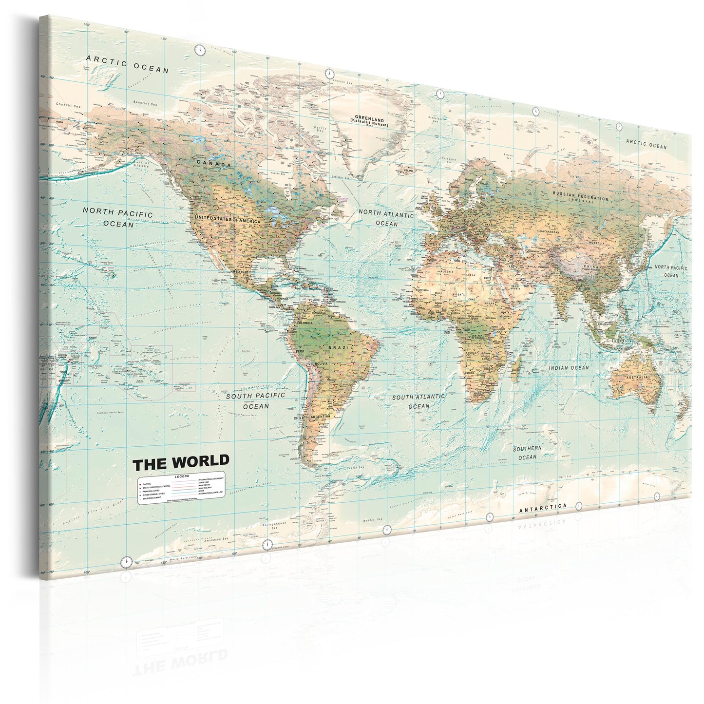 Weltkarte als Leinwandbild - Wandbild - World Map: Beautiful World
