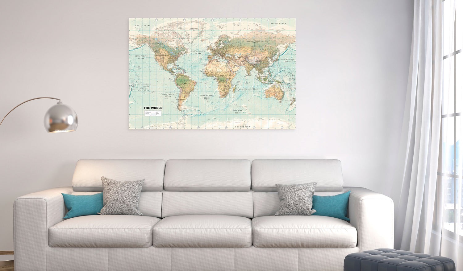 Weltkarte als Leinwandbild - Wandbild - World Map: Beautiful World