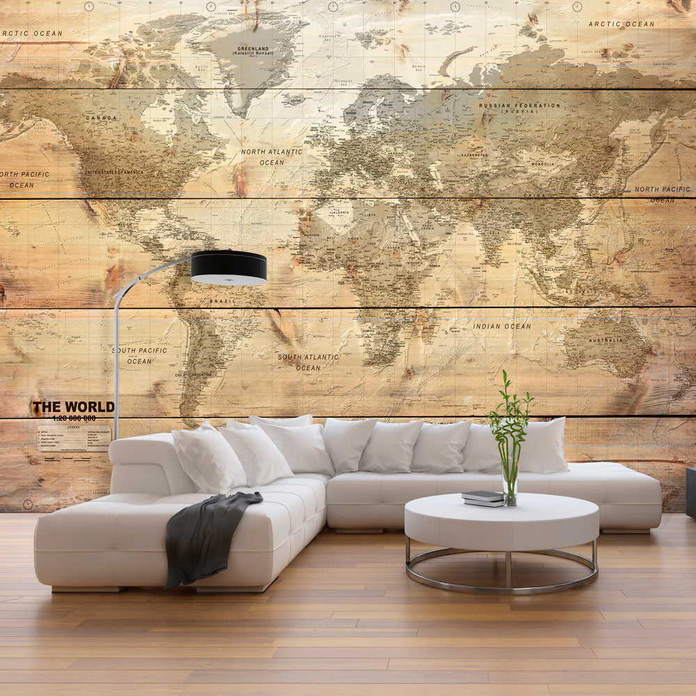Fototapete - Map on Boards - WELTKARTEN24