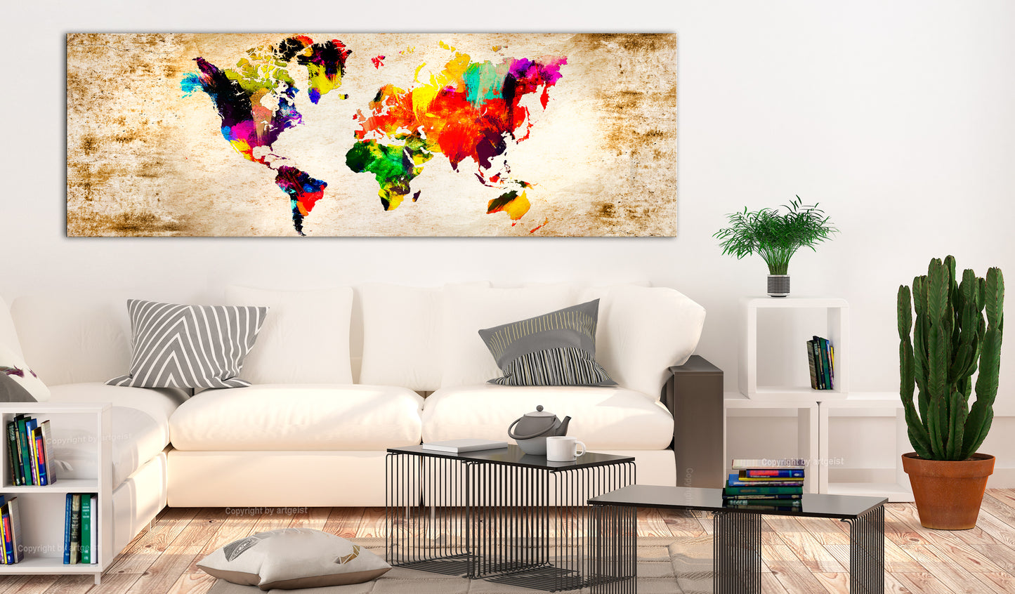Weltkarte als Leinwandbild - Wandbild - World in Watercolours