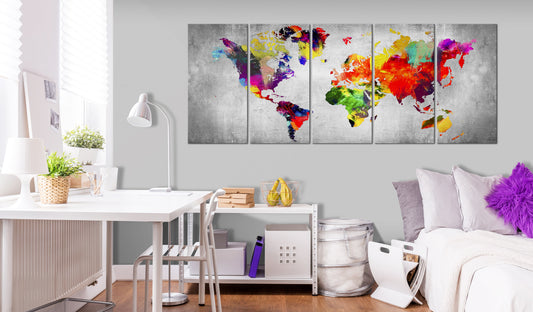 Weltkarte als Leinwandbild - Wandbild - World on Concrete