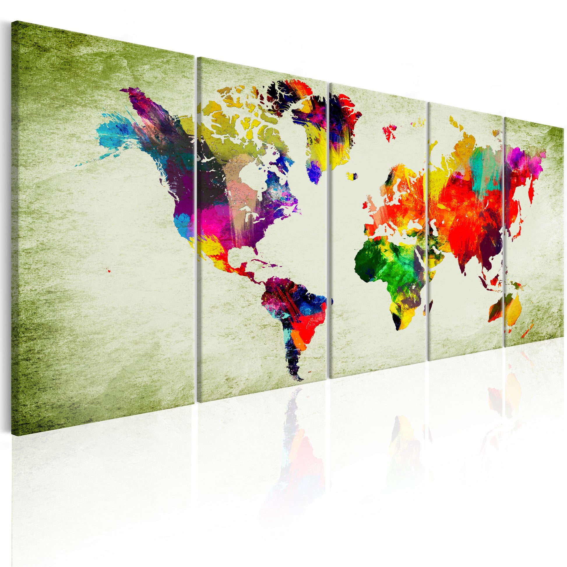 Weltkarte als Leinwandbild - Wandbild - Colourful Continents