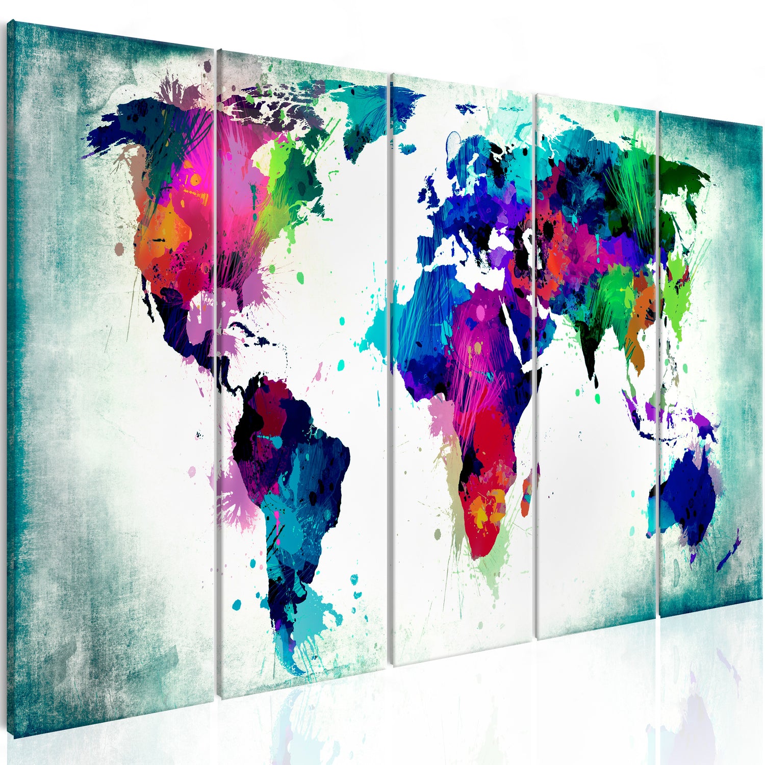 Weltkarte als Leinwandbild - Wandbild - Colourful Chaos
