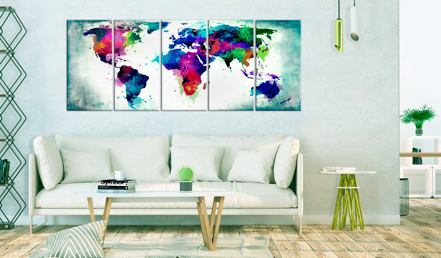 Weltkarte als Leinwandbild - Wandbild - Colourful Chaos