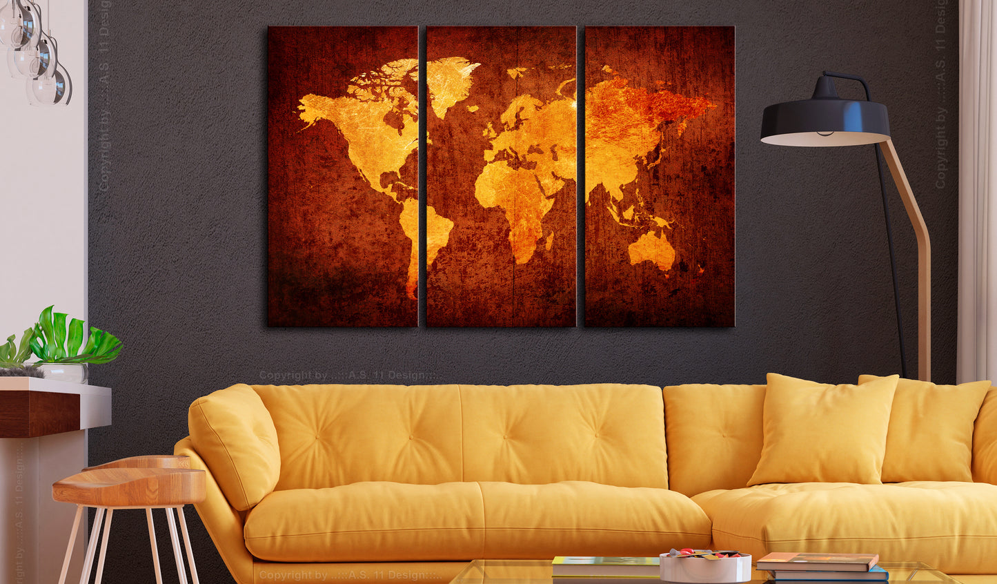 Weltkarte als Leinwandbild - Wandbild - World of Orange