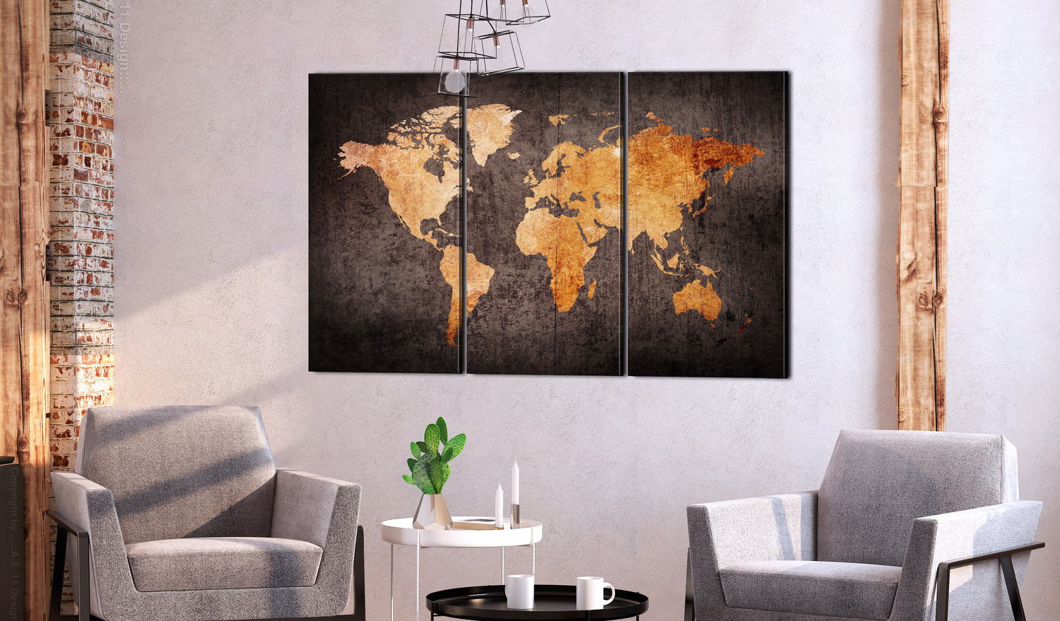Weltkarte als Leinwandbild - Wandbild - Chestnut World Map