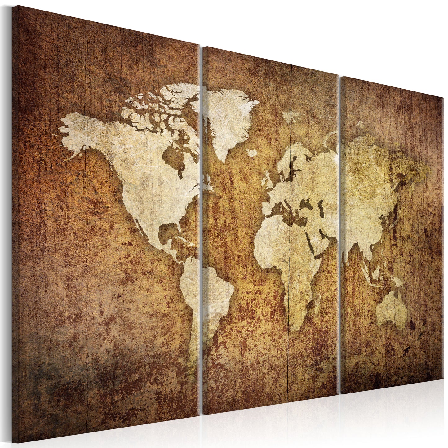 Weltkarte als Leinwandbild - Wandbild - World Map: Brown Texture