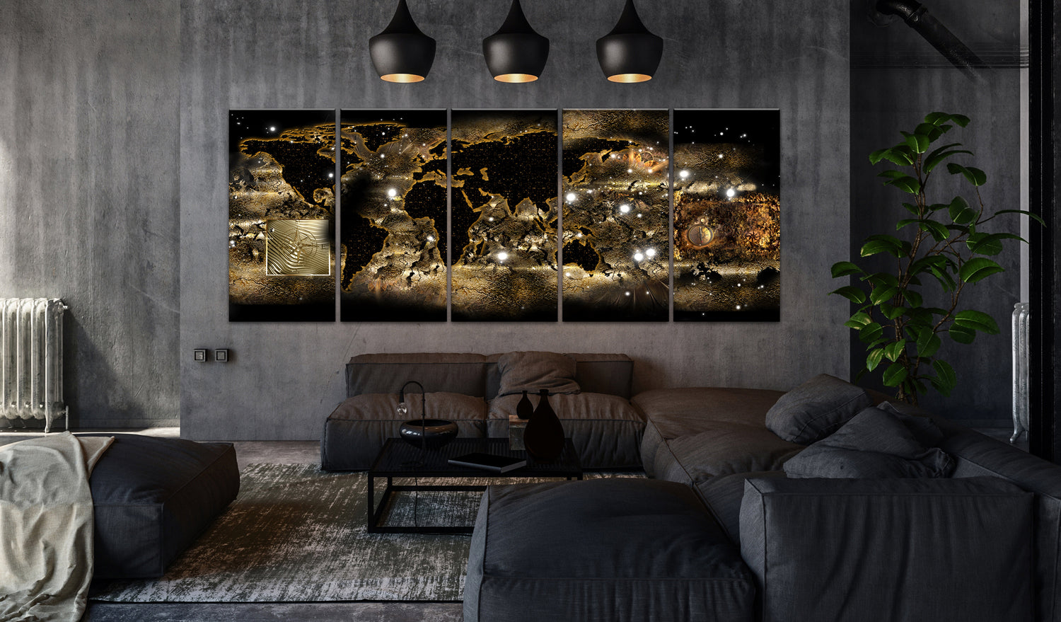 Weltkarte als Leinwandbild - Wandbild - World at Night