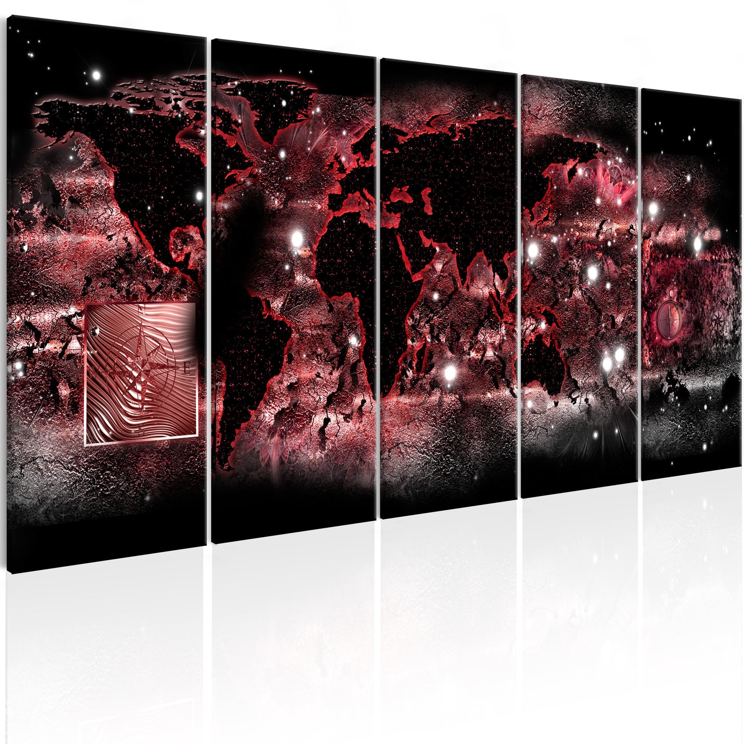 Weltkarte als Leinwandbild - Wandbild - Red Light