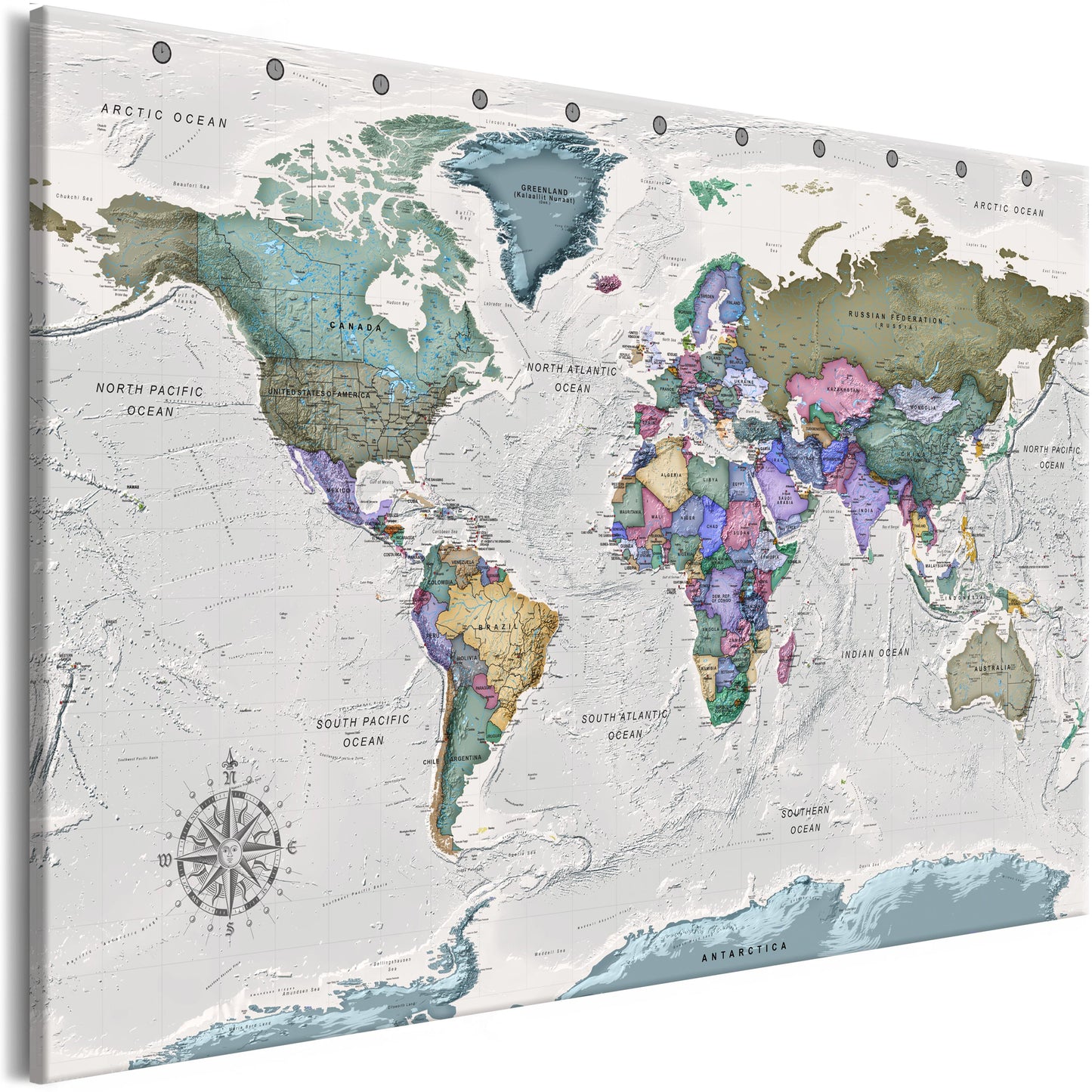Weltkarte als Leinwandbild - Wandbild - World Destinations (1 Part) Wide