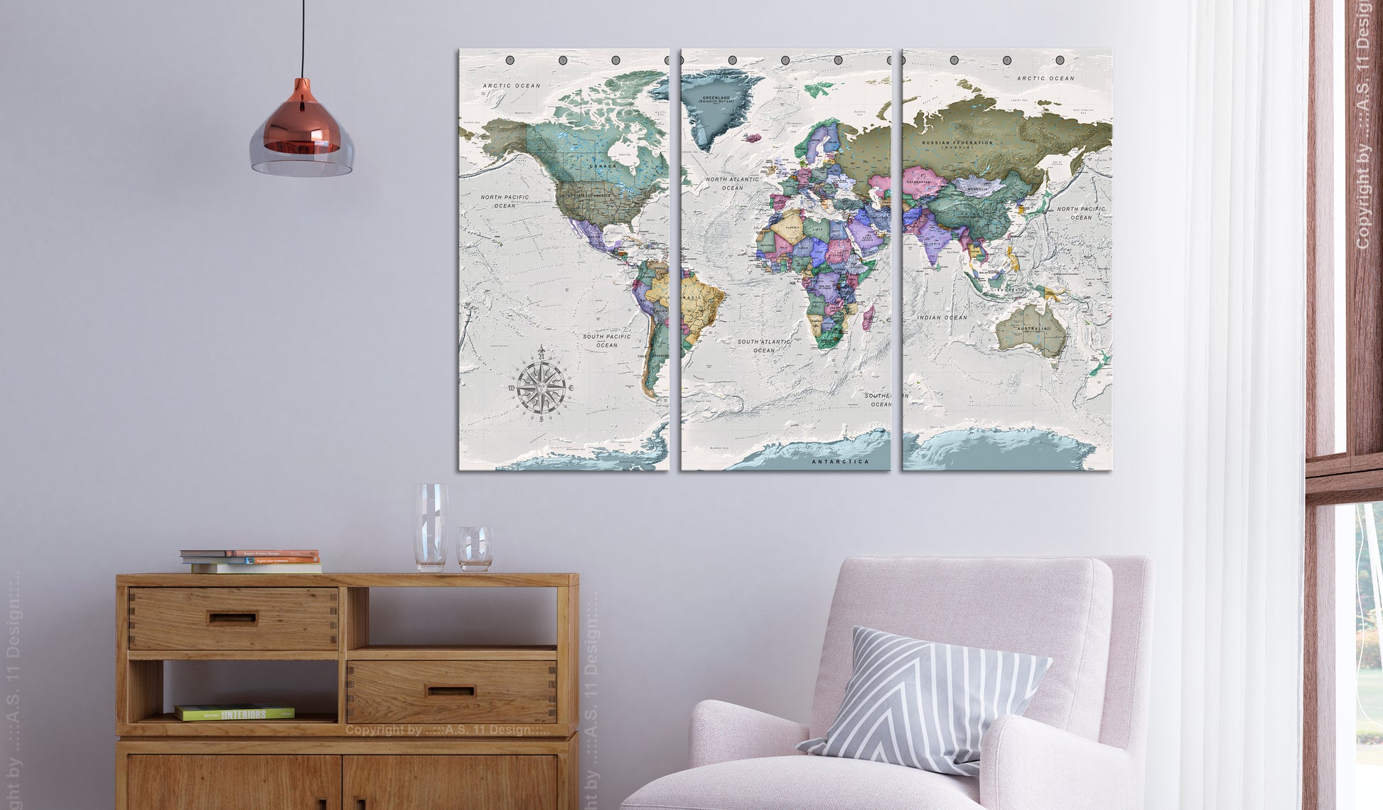 Weltkarte als Leinwandbild - Wandbild - World Destinations (3 Parts)