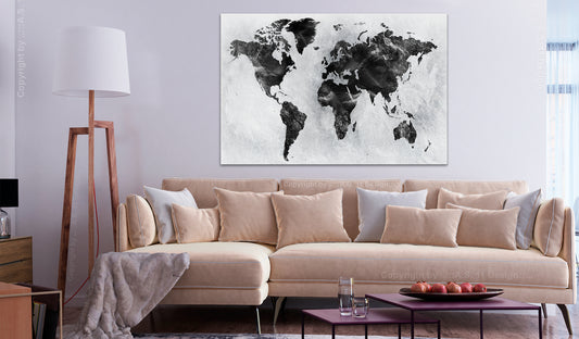 Weltkarte als Leinwandbild - Wandbild - Colourless World (1 Part) Wide