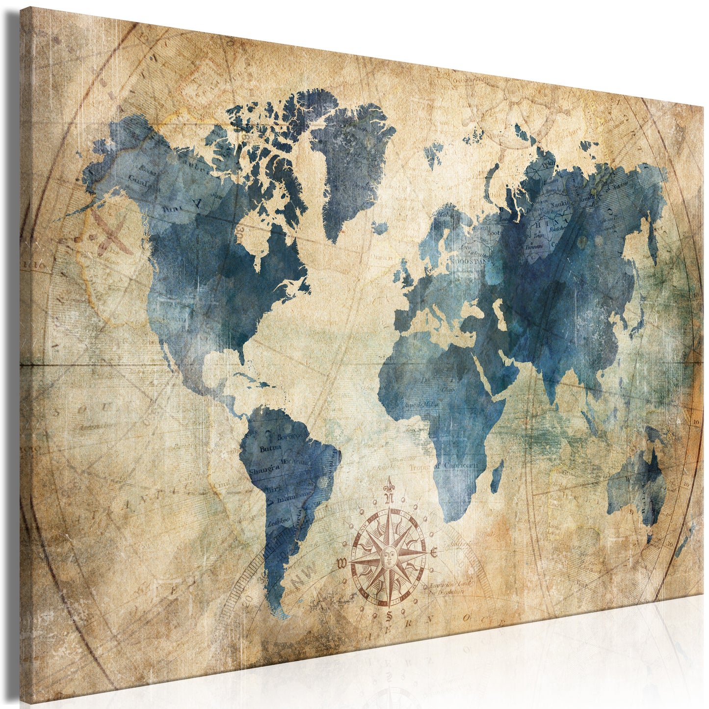 Weltkarte als Leinwandbild - Wandbild - Retro Map (1 Part) Wide