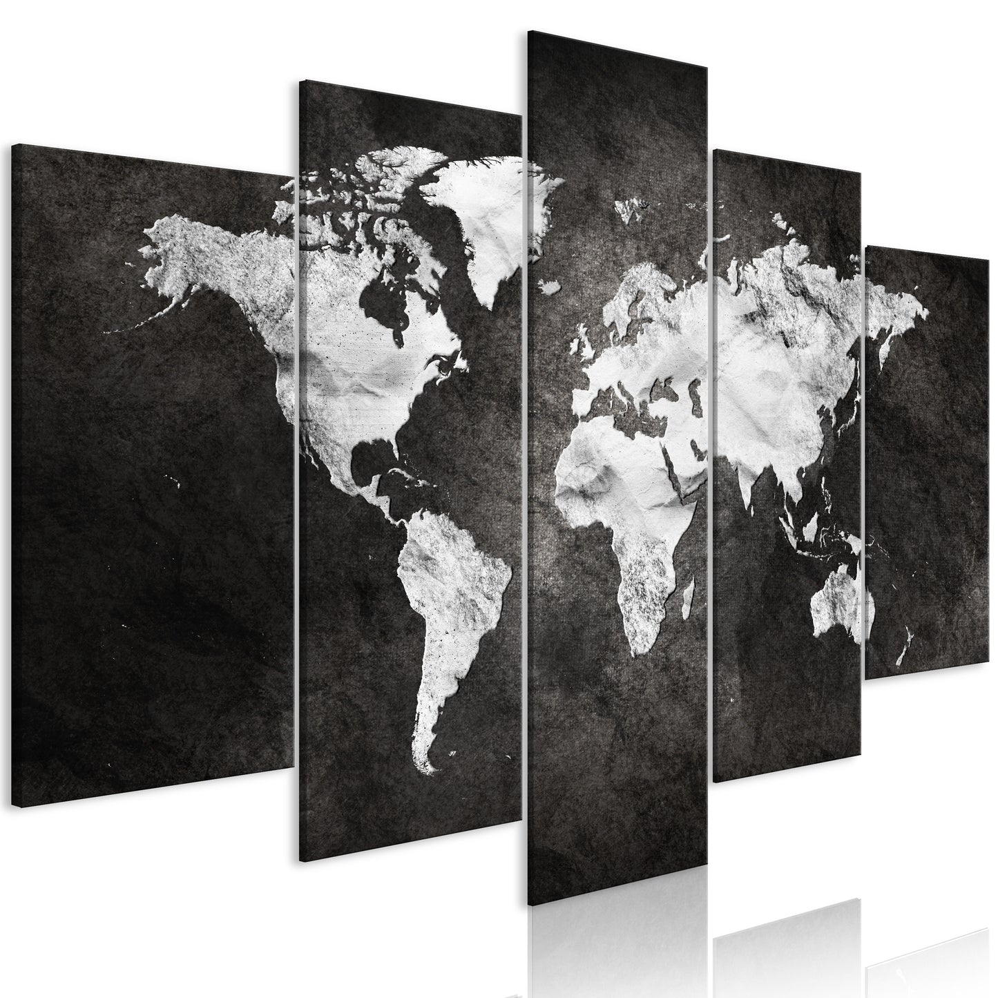 Weltkarte als Leinwandbild - Wandbild - Dark World (5 Parts) Wide