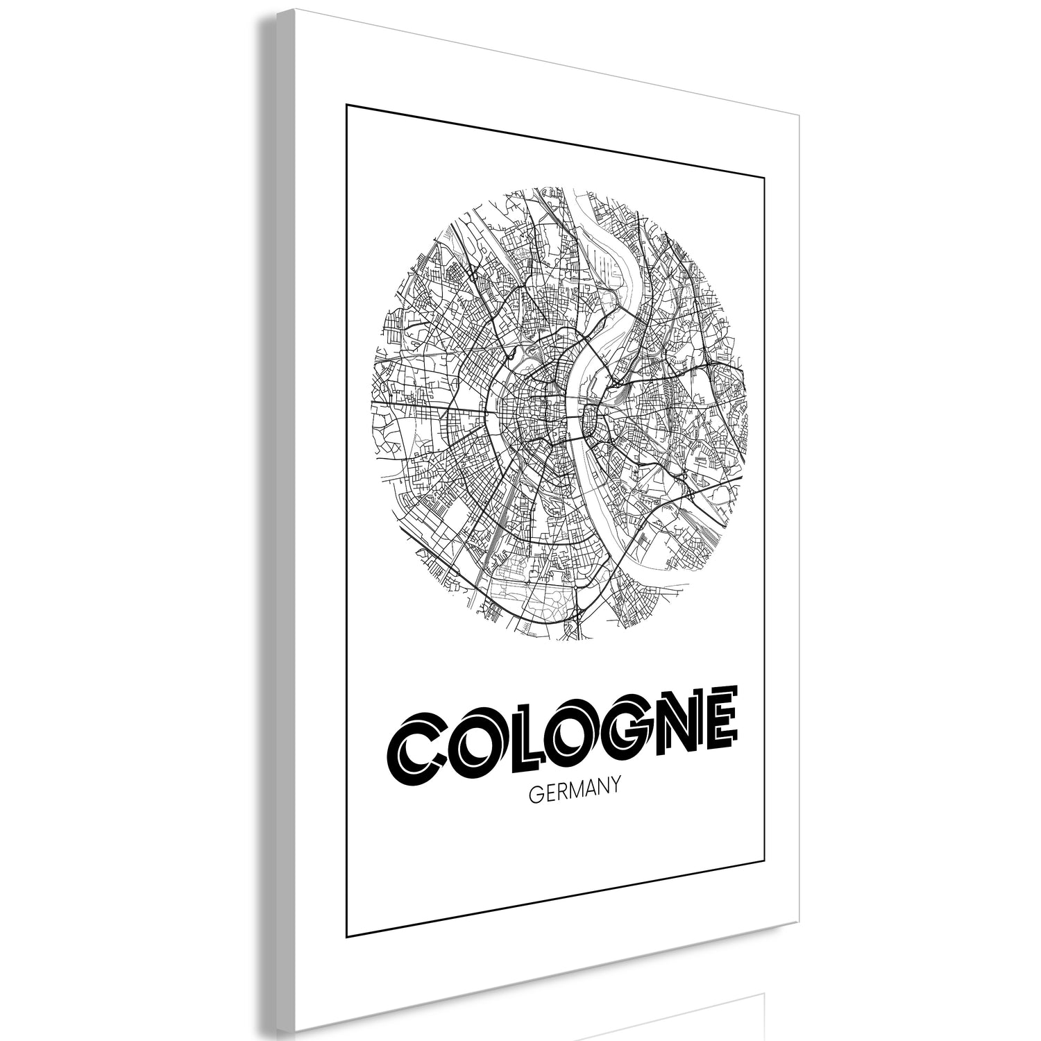 Weltkarte als Leinwandbild - Wandbild - Retro Cologne (1 Part) Vertical