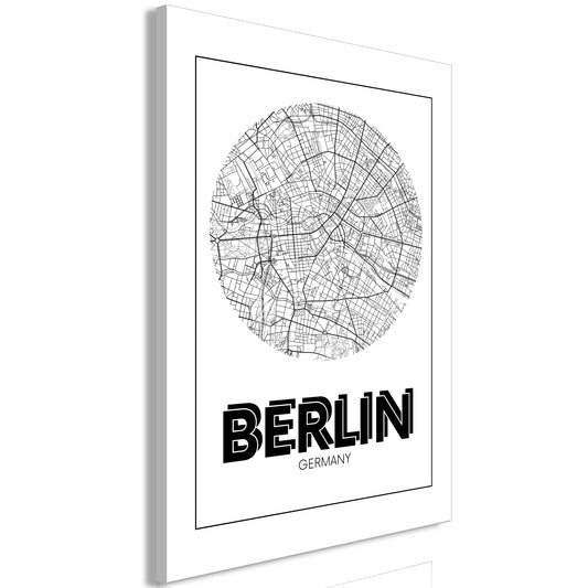 Weltkarte als Leinwandbild - Wandbild - Retro Berlin (1 Part) Vertical