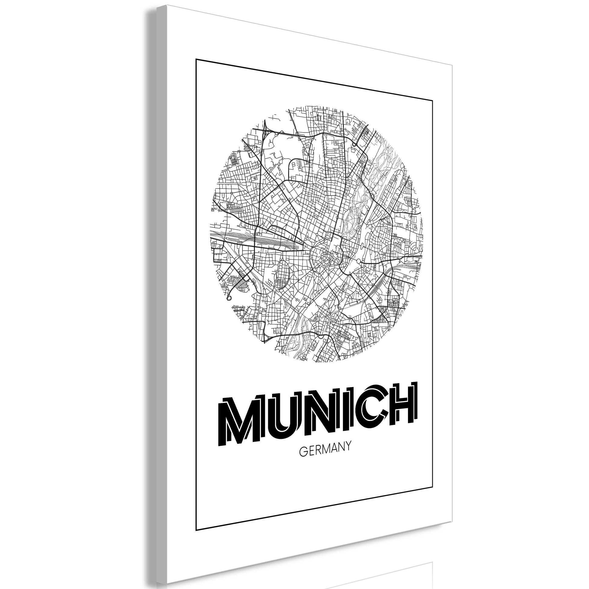 Weltkarte als Leinwandbild - Wandbild - Retro Munich (1 Part) Vertical