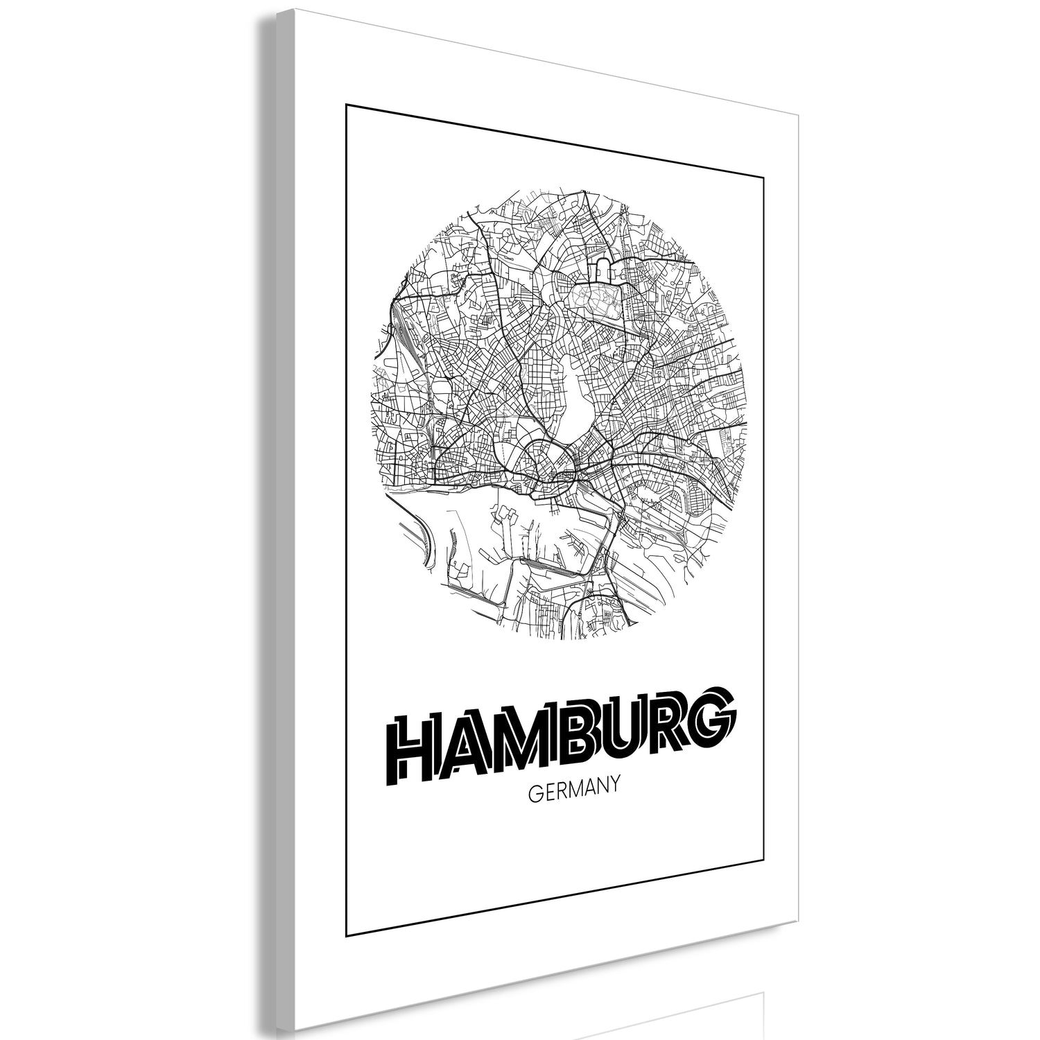 Weltkarte als Leinwandbild - Wandbild - Retro Hamburg (1 Part) Vertical