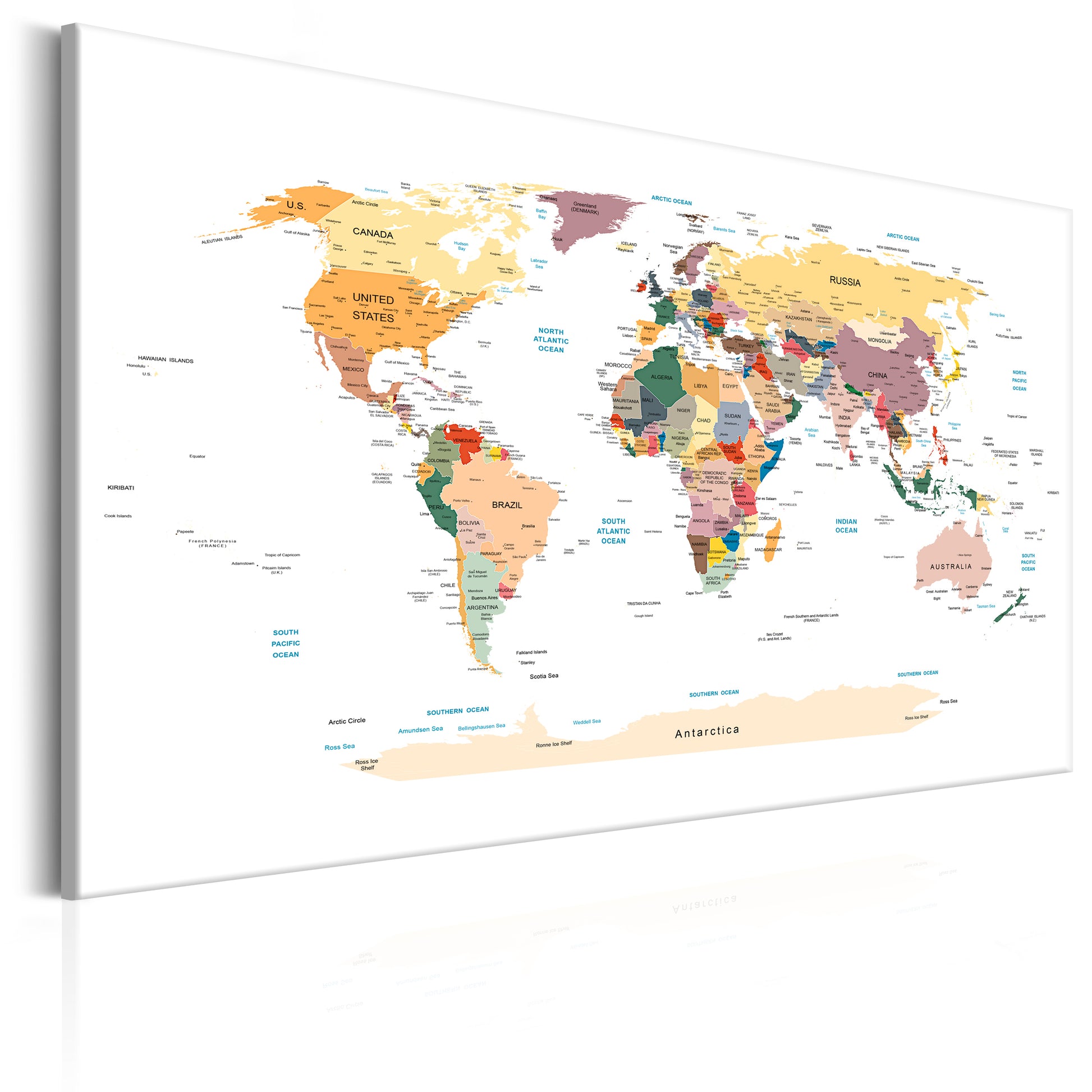 Weltkarte als Leinwandbild - Wandbild - World Map: Travel Around the World