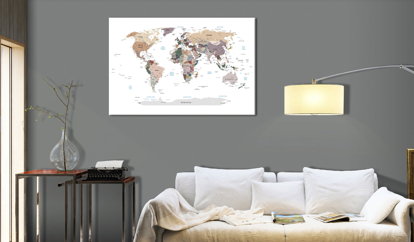 Weltkarte als Leinwandbild - Wandbild - World Map: Where Today?