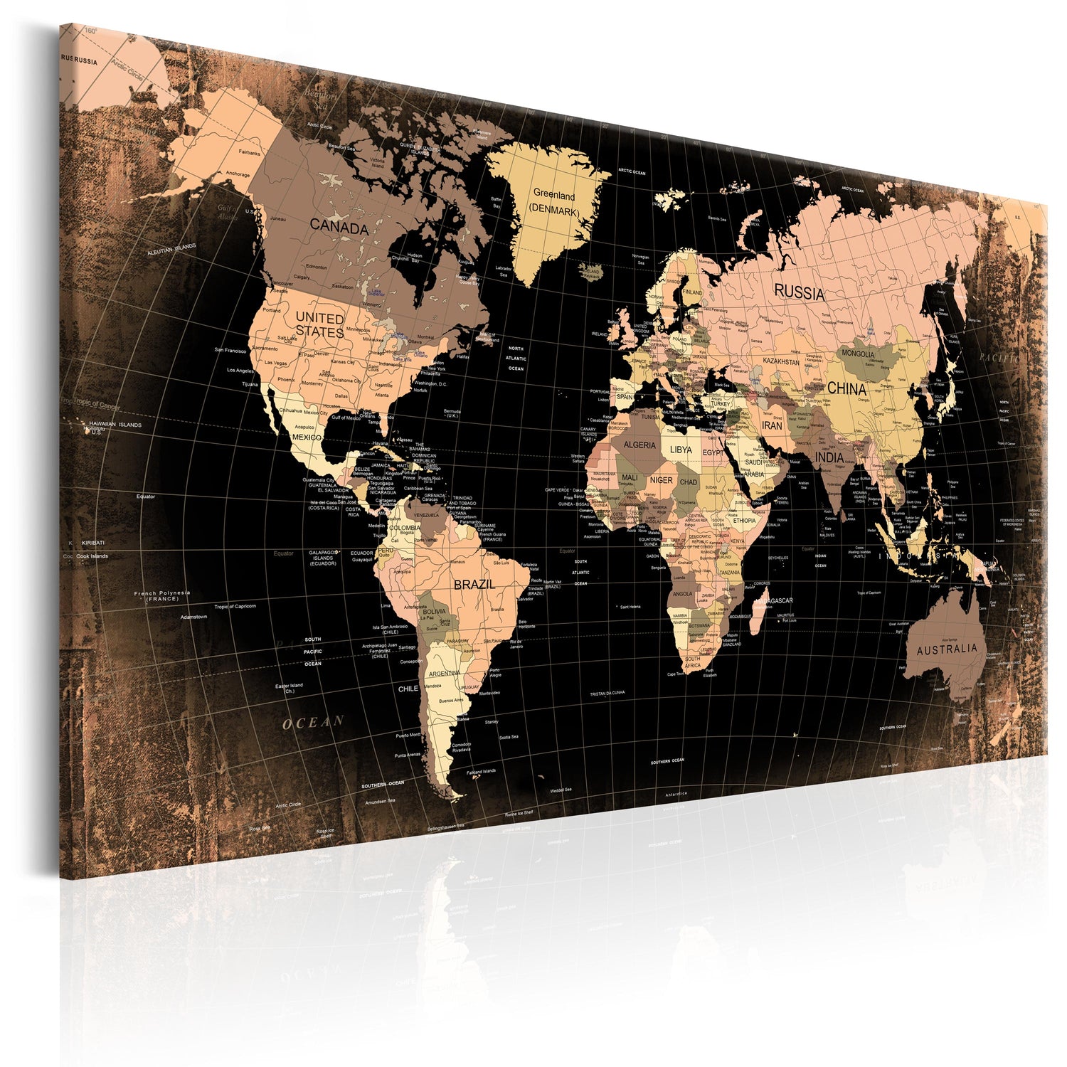 Weltkarte als Leinwandbild - Wandbild - Earth - the Land