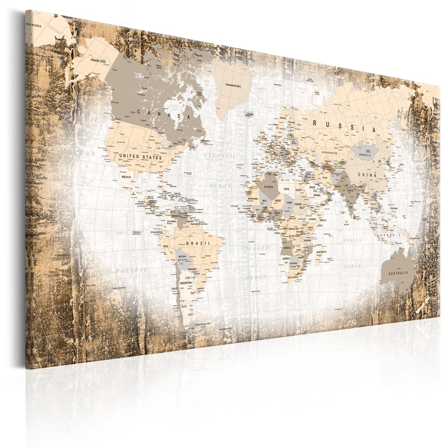Weltkarte als Leinwandbild - Wandbild - Enclave of the World