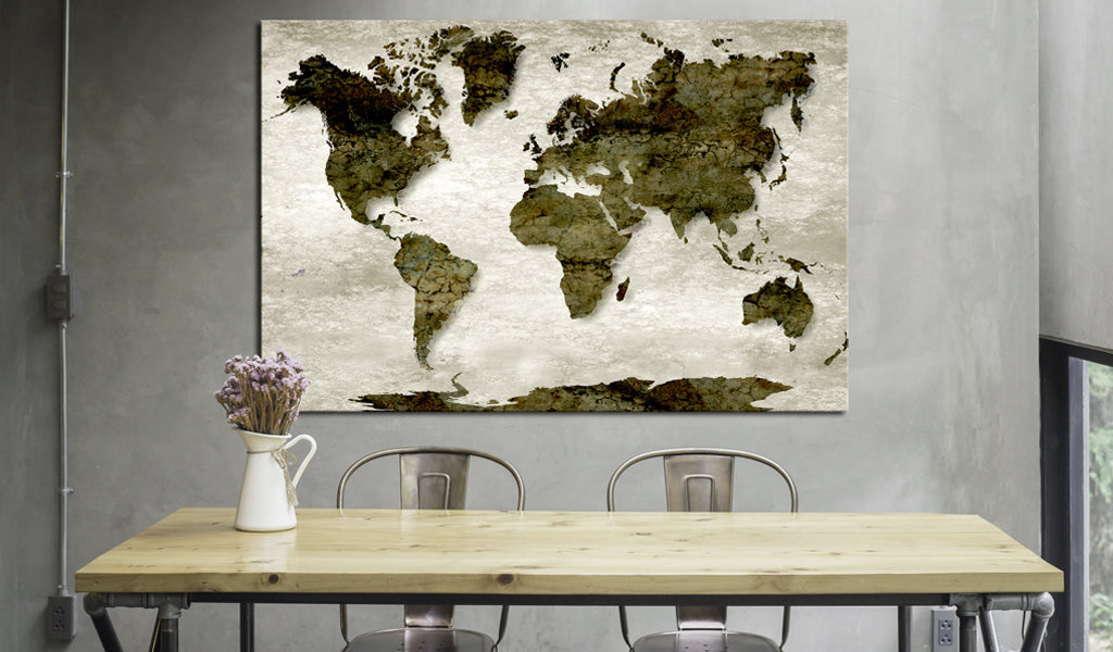 Weltkarte als Leinwandbild - Wandbild - World Map: Green Planet