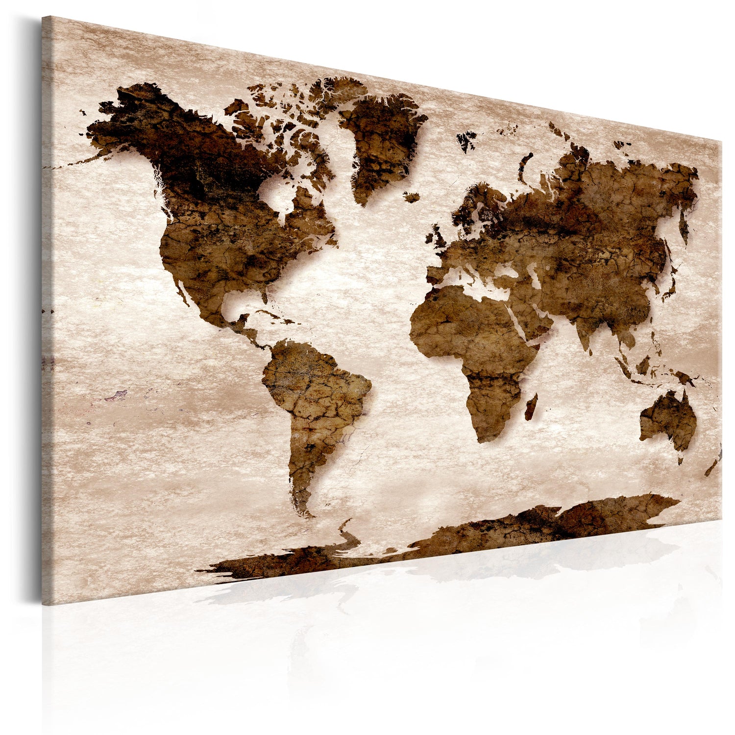 Weltkarte als Leinwandbild - Wandbild - World Map: The Brown Earth