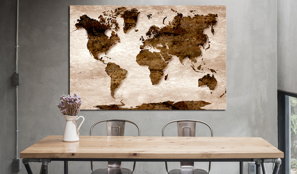 Weltkarte als Leinwandbild - Wandbild - World Map: The Brown Earth