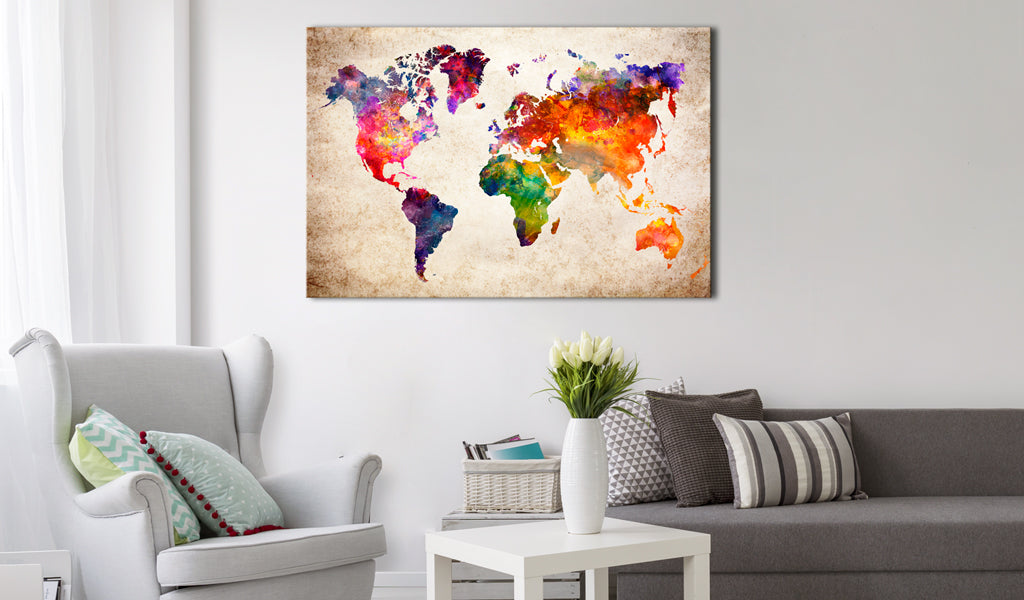 Weltkarte als Leinwandbild - Wandbild - Colourful Universe