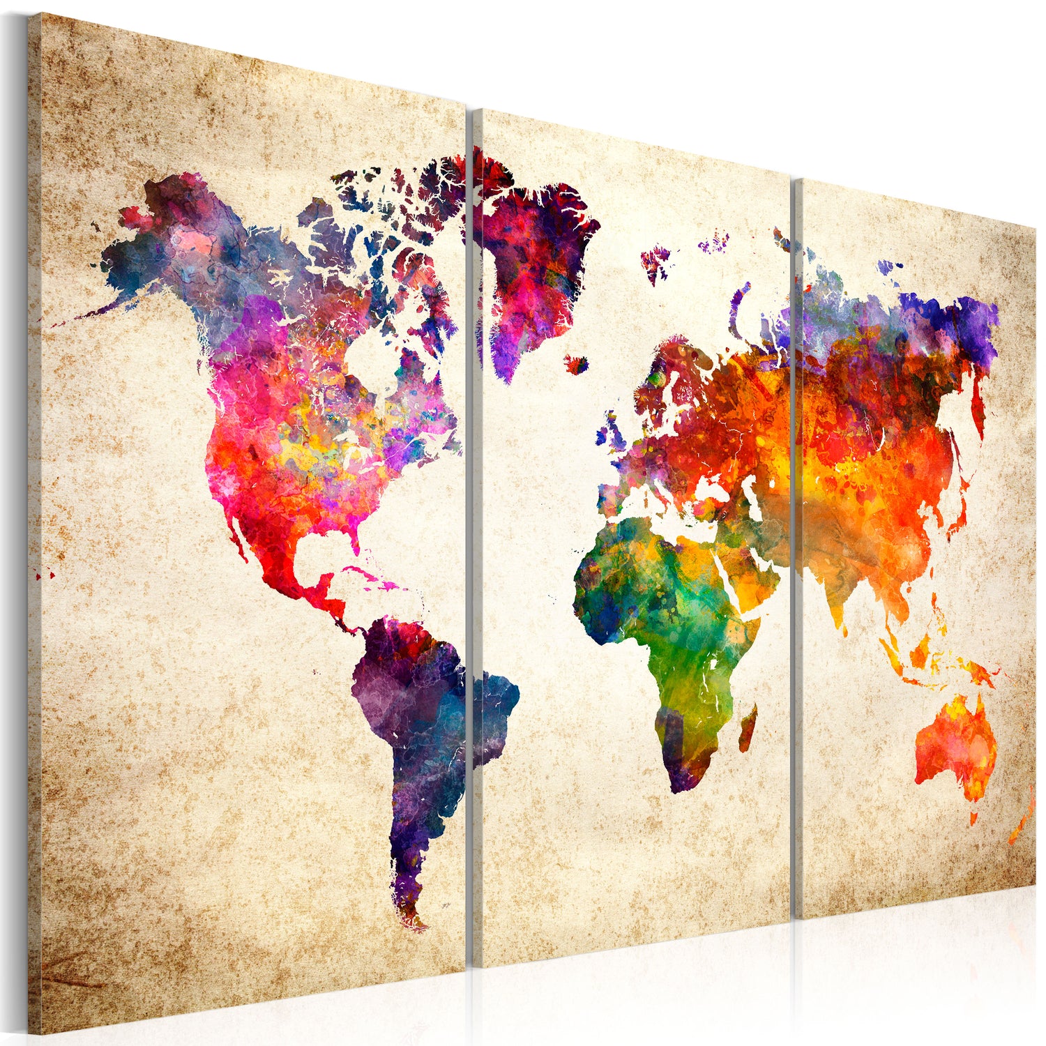Weltkarte als Leinwandbild - Wandbild - The World's Map in Watercolor