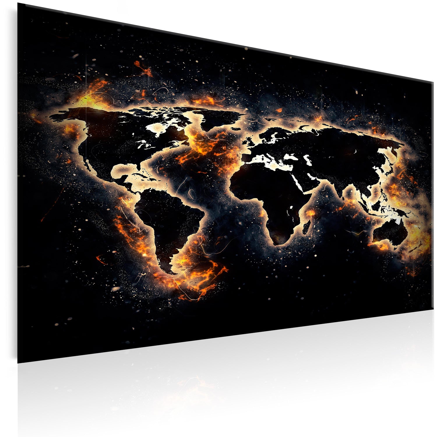 Weltkarte als Leinwandbild - Wandbild - Fiery World