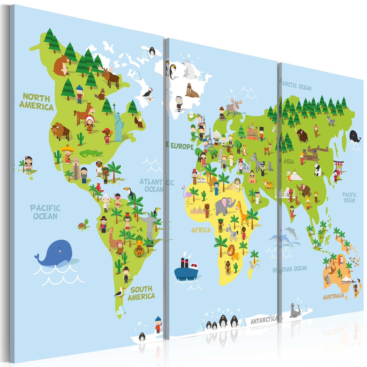 Weltkarte als Leinwandbild - Wandbild - Children's World