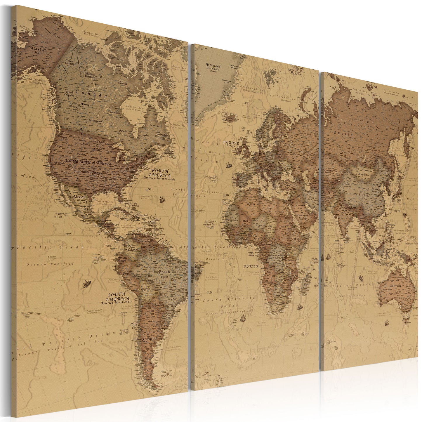 Weltkarte als Leinwandbild - Wandbild - Stylish World Map