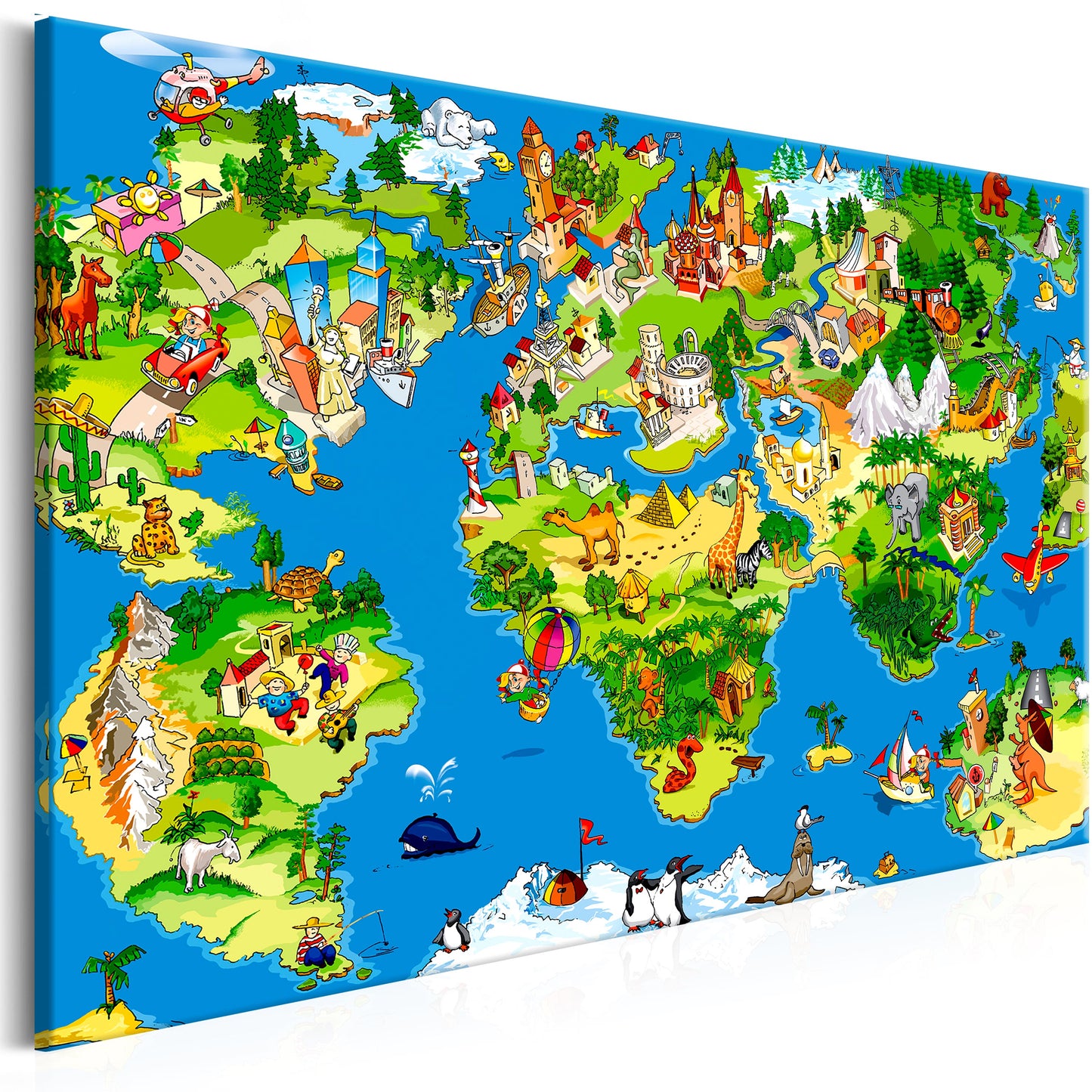 Weltkarte als Leinwandbild - Wandbild - Children's Map (1 Part) Wide