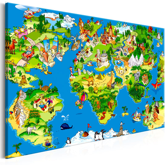 Weltkarte als Leinwandbild - Wandbild - Children's Map (1 Part) Wide